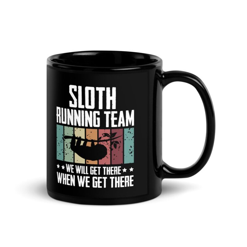 Black Glossy Mug "Sloth running team"